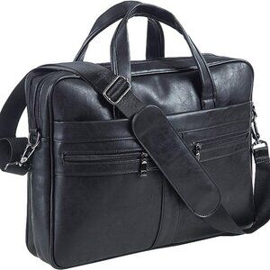 seyfocnia Men's Leather Messenger Bag, 15.6 Inches Laptop Briefcase Business Sat
